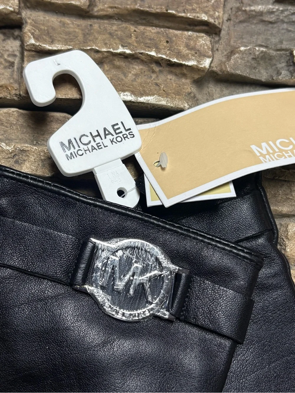 Michael Kors Women’s Black Leather Driving Gloves Sz Large NWT Classic